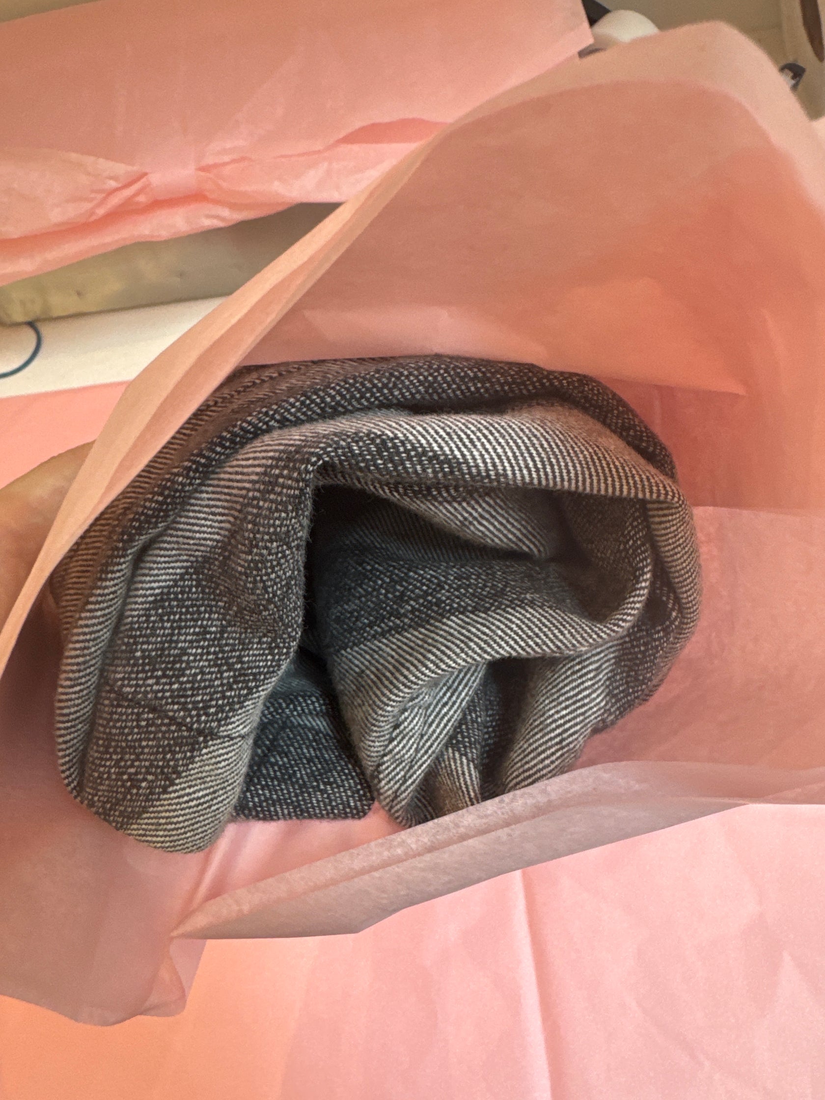 ACA IM gray stripe cowl neck
