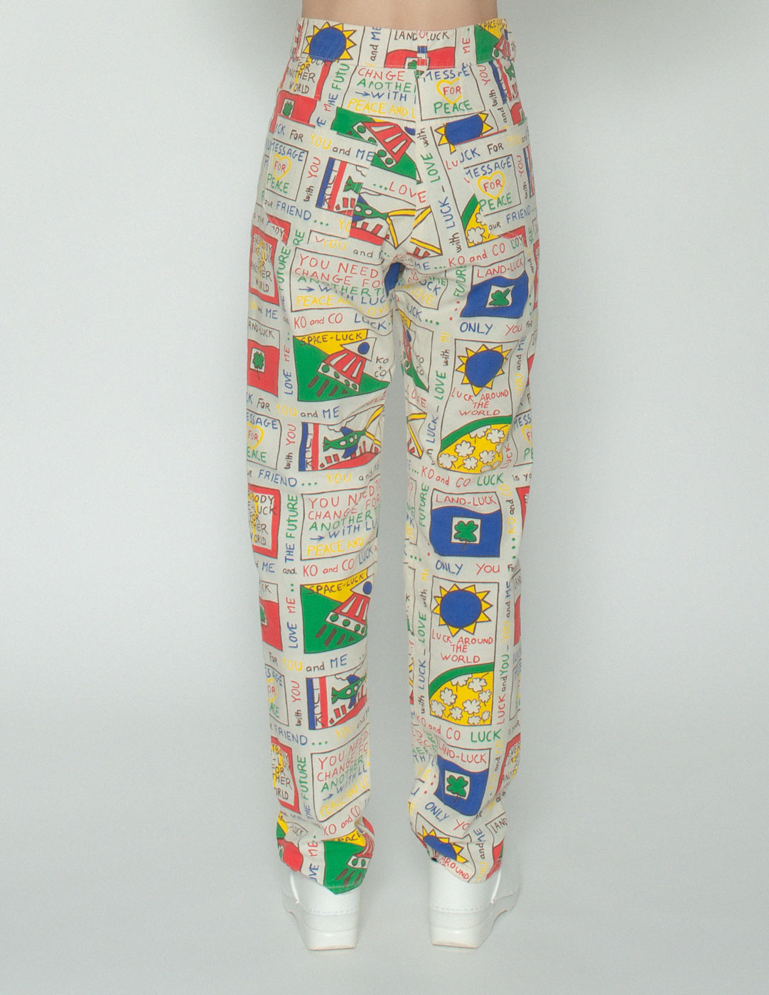 JC de Castelbajac vintage comic cotton trousers back detail