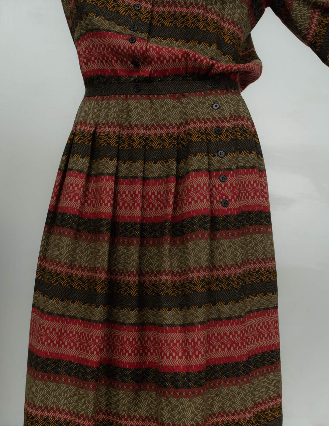 Lanvin vintage patterned wool and silk dress detail