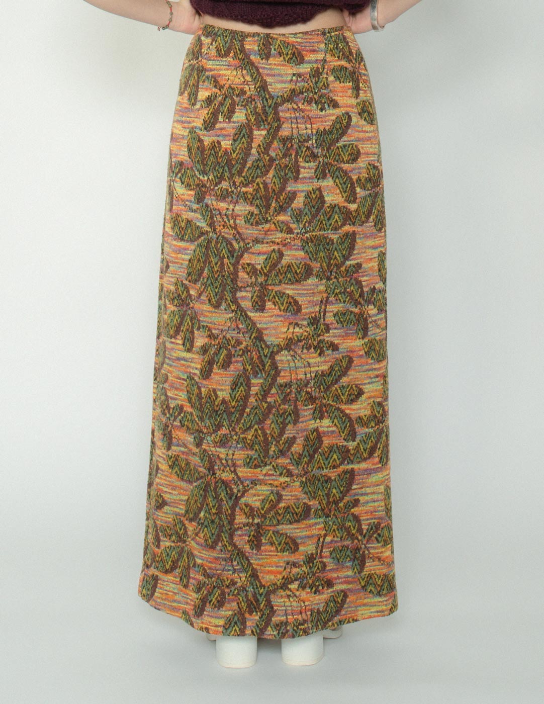 Missoni vintage fall foliage knit maxi skirt back detail