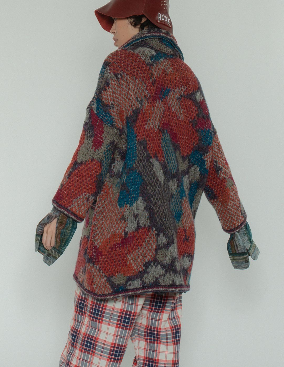 Missoni vintage abstract patterned cardi coat back detail