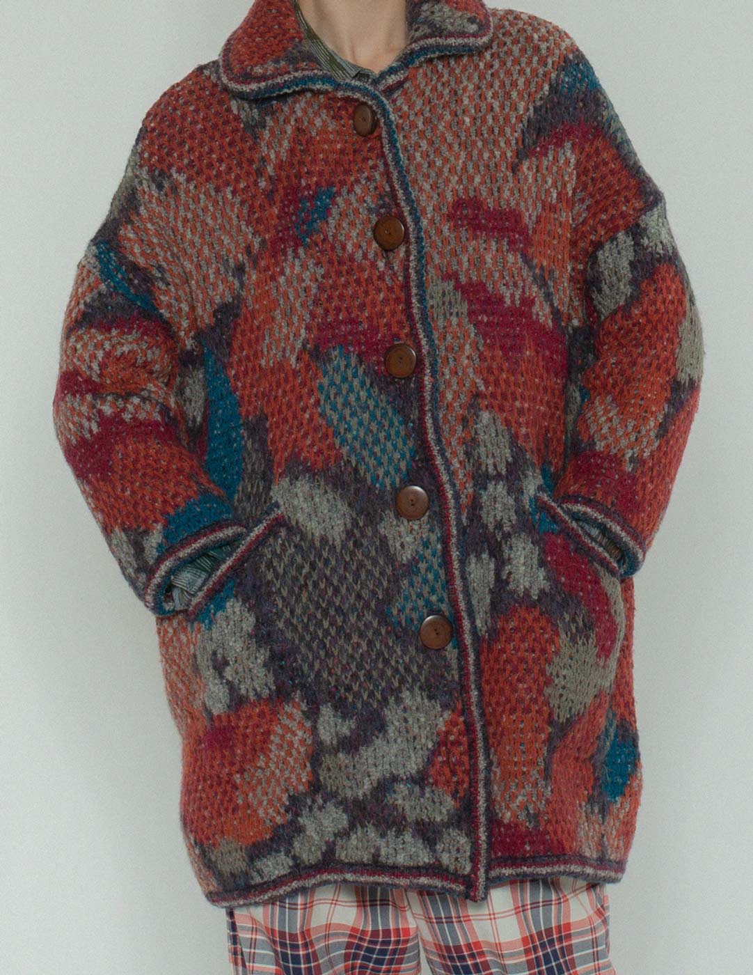 Missoni vintage abstract patterned cardi coat front detail