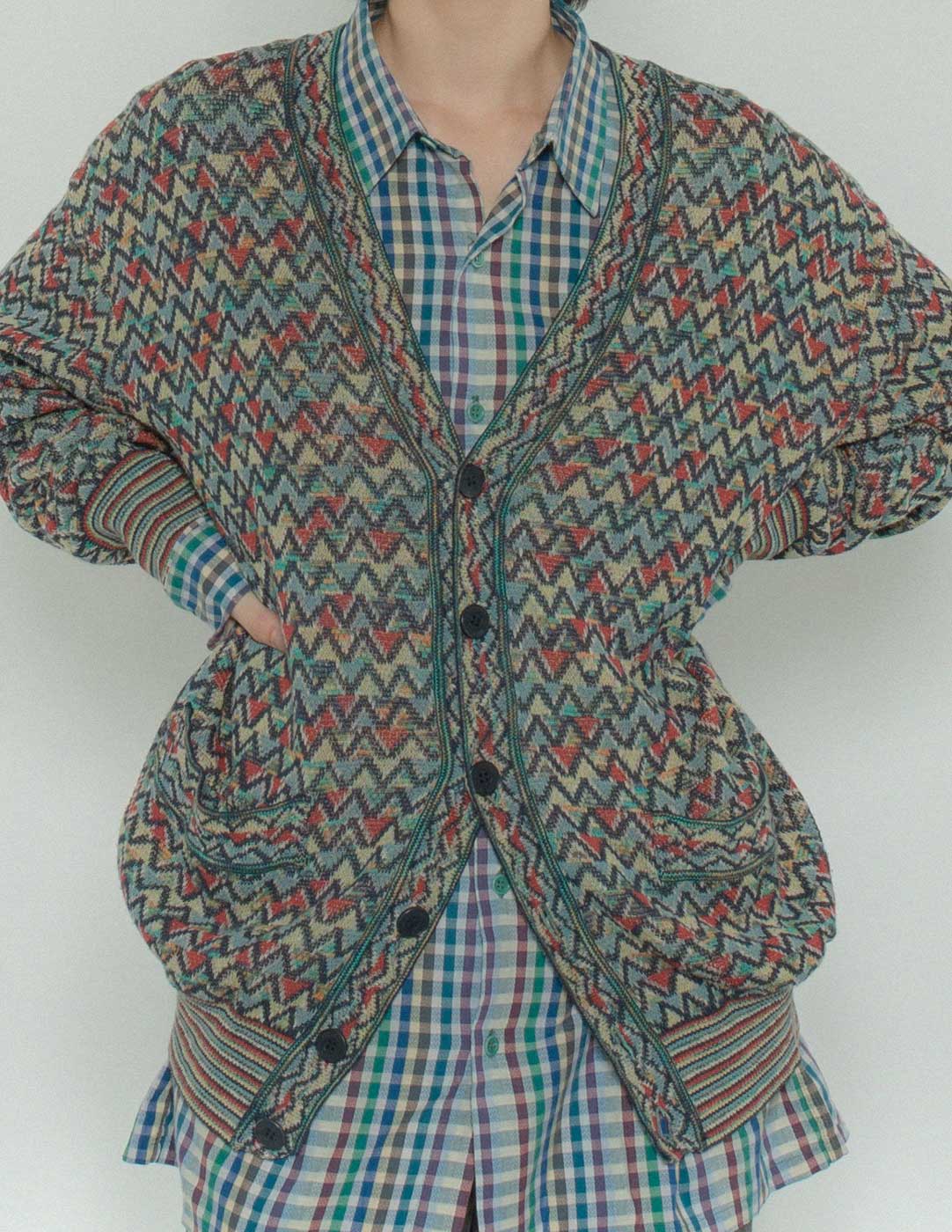 Missoni vintage zigzag patterned cardigan detail
