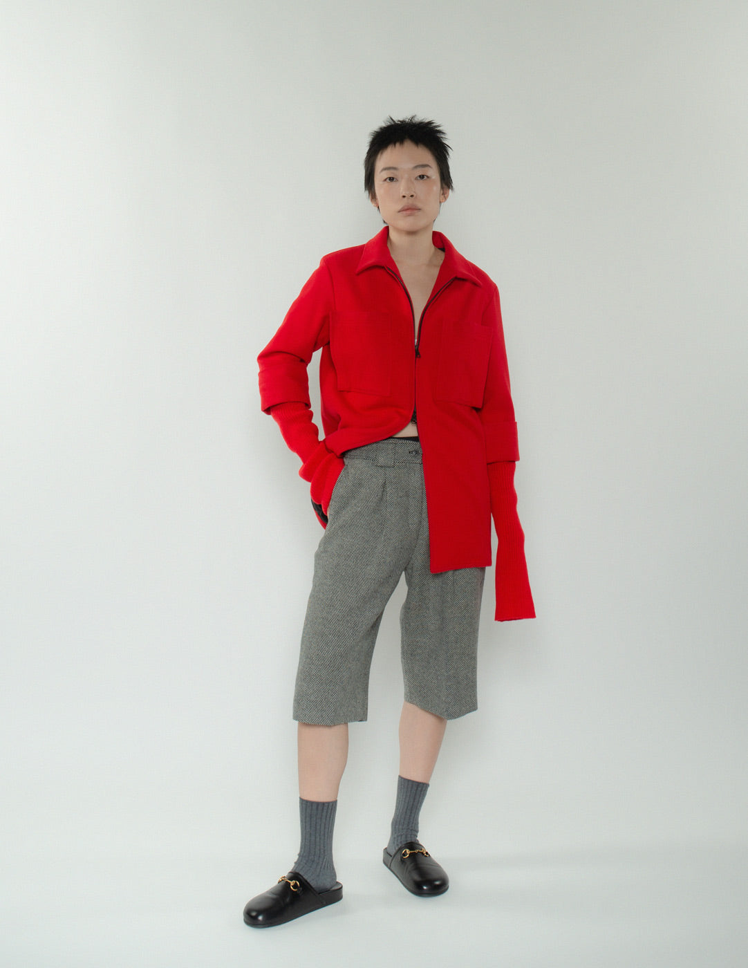 Yves Saint Laurent micro-check wool shorts