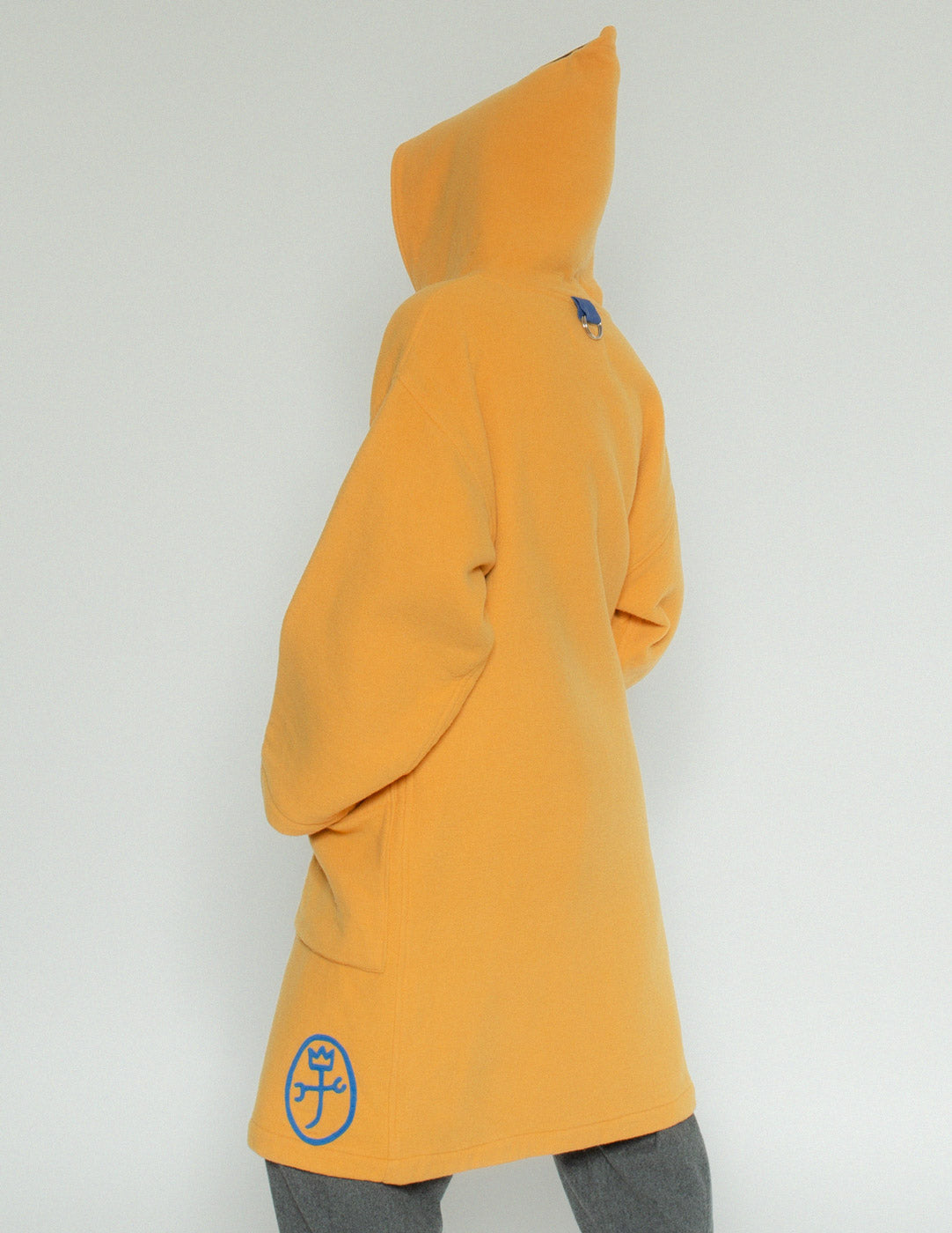 JC de Castelbajac vintage yellow wool robe back hood