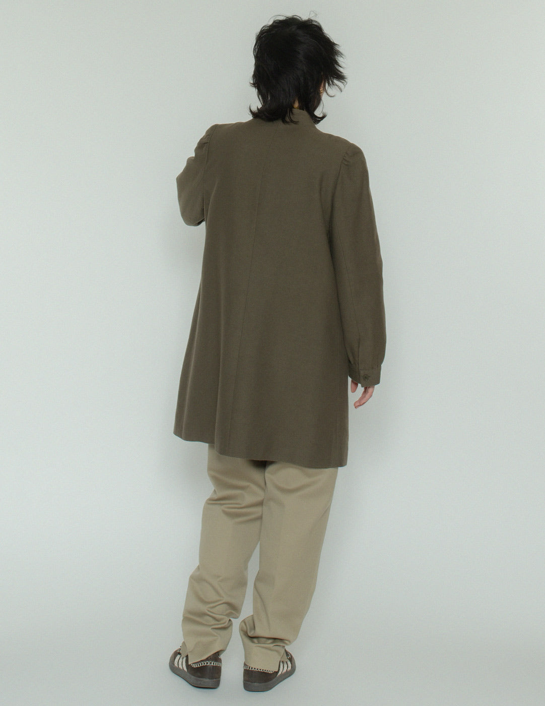 Dries Van Noten olive cotton wool jacket back view
