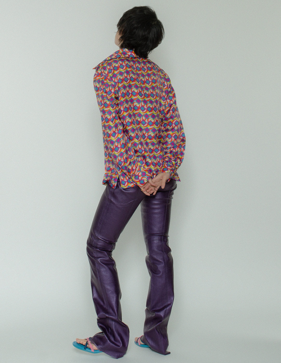 Emilio Pucci vintage geometric motif silk shirt back