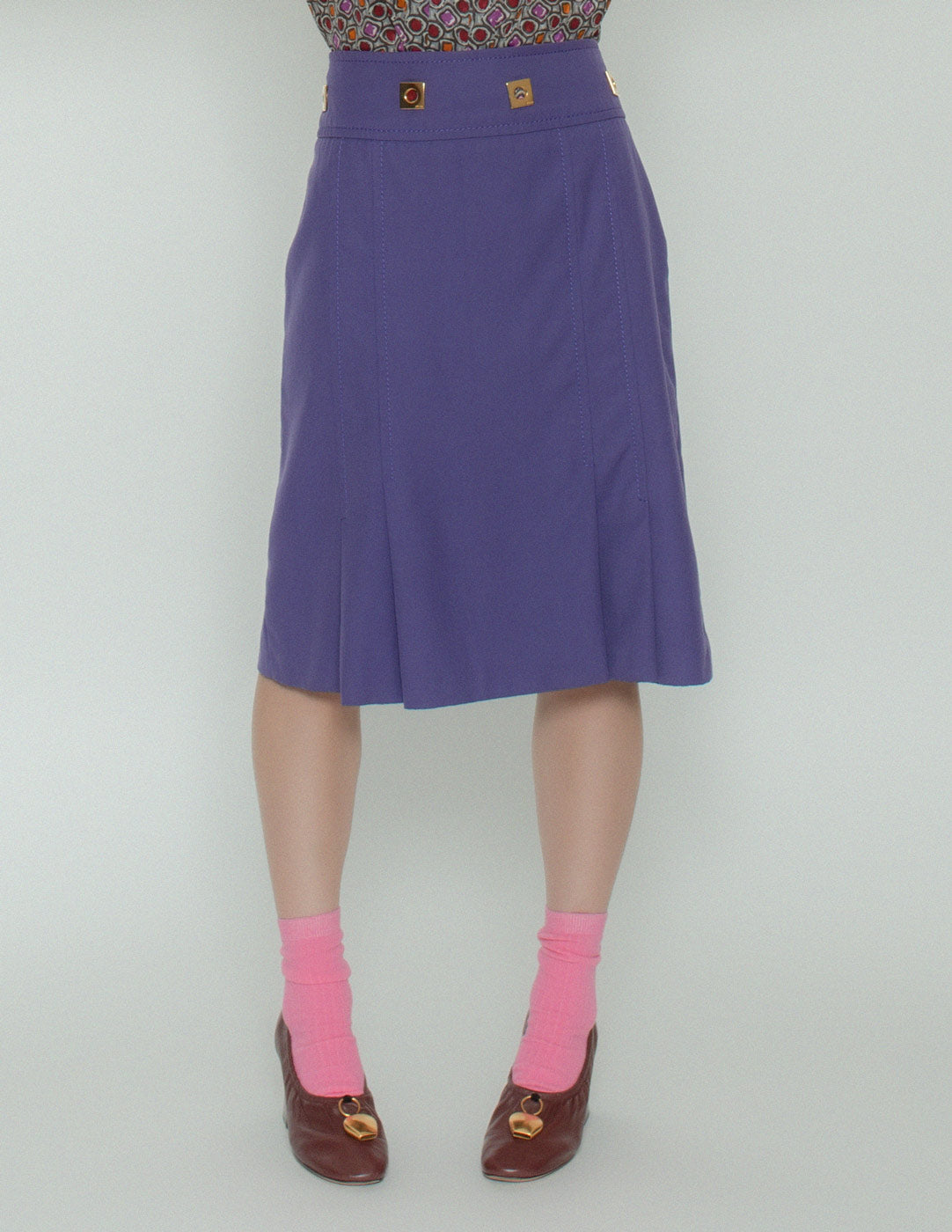 Fendi vintage purple wool skirt front detail