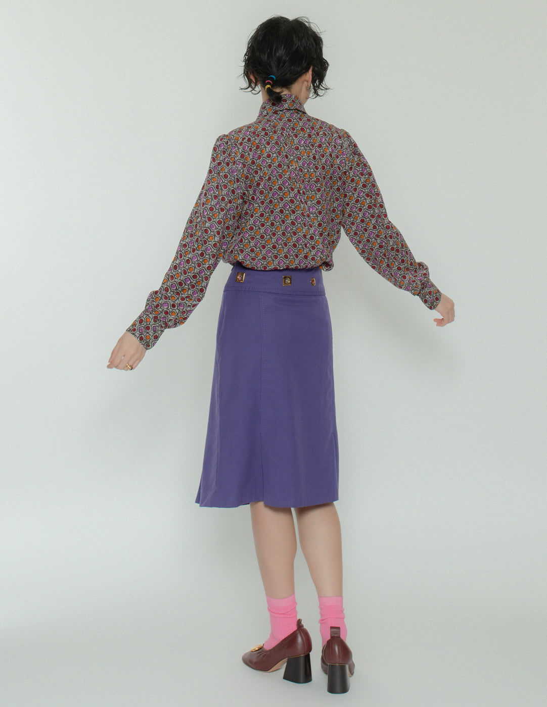Fendi vintage purple wool skirt back view