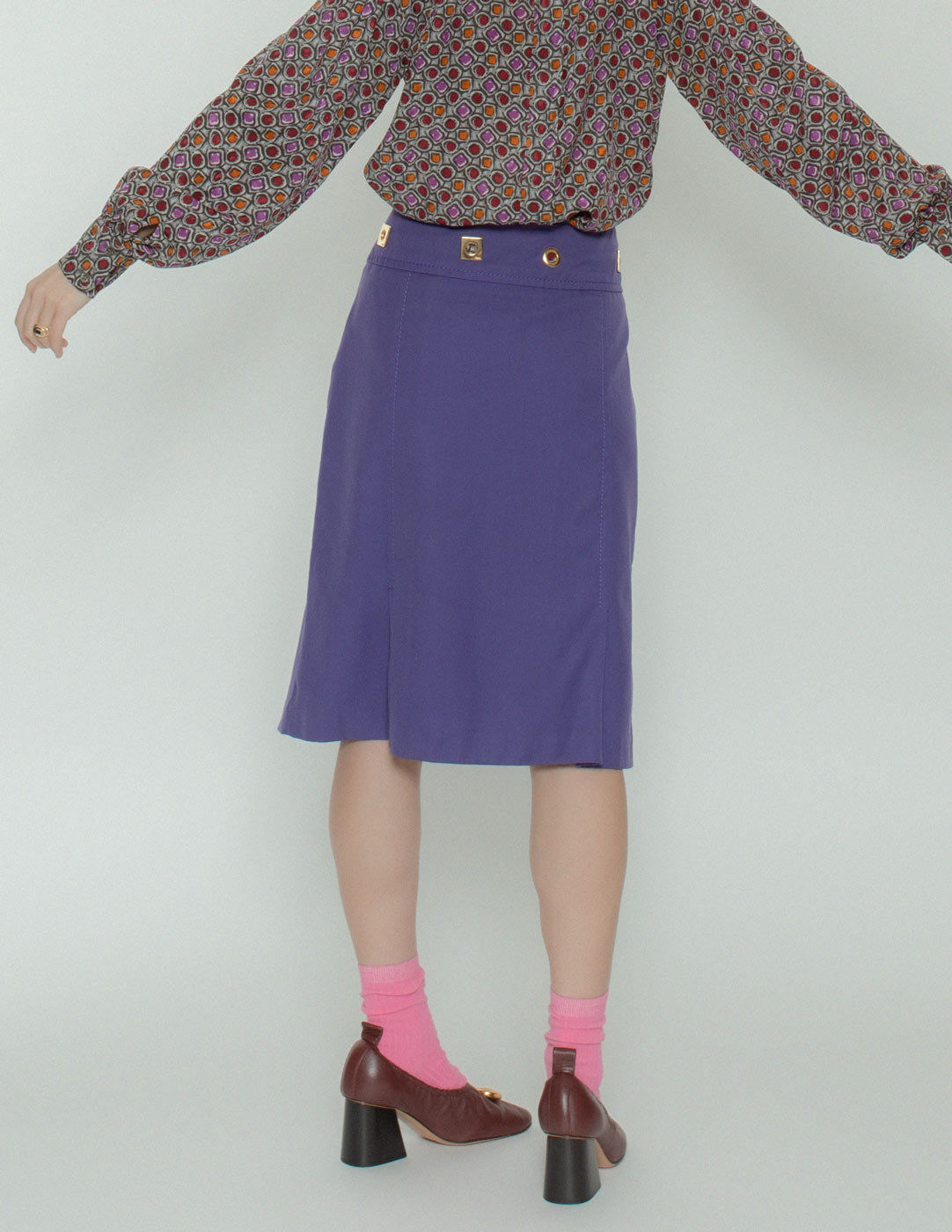 Fendi vintage purple wool skirt back detail
