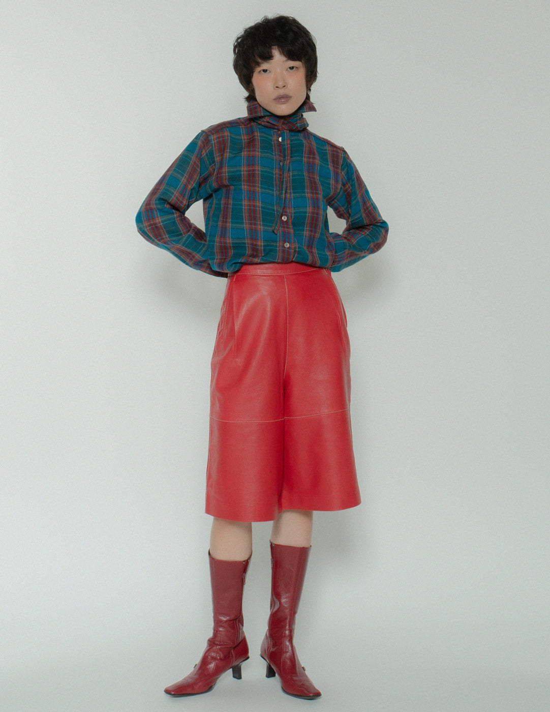 Gianfranco Ferré vintage red leather culottes
