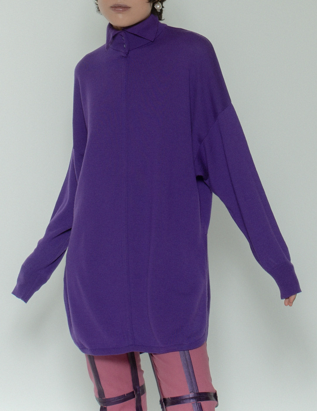 Gianni Versace vintage purple wool sweater front detail