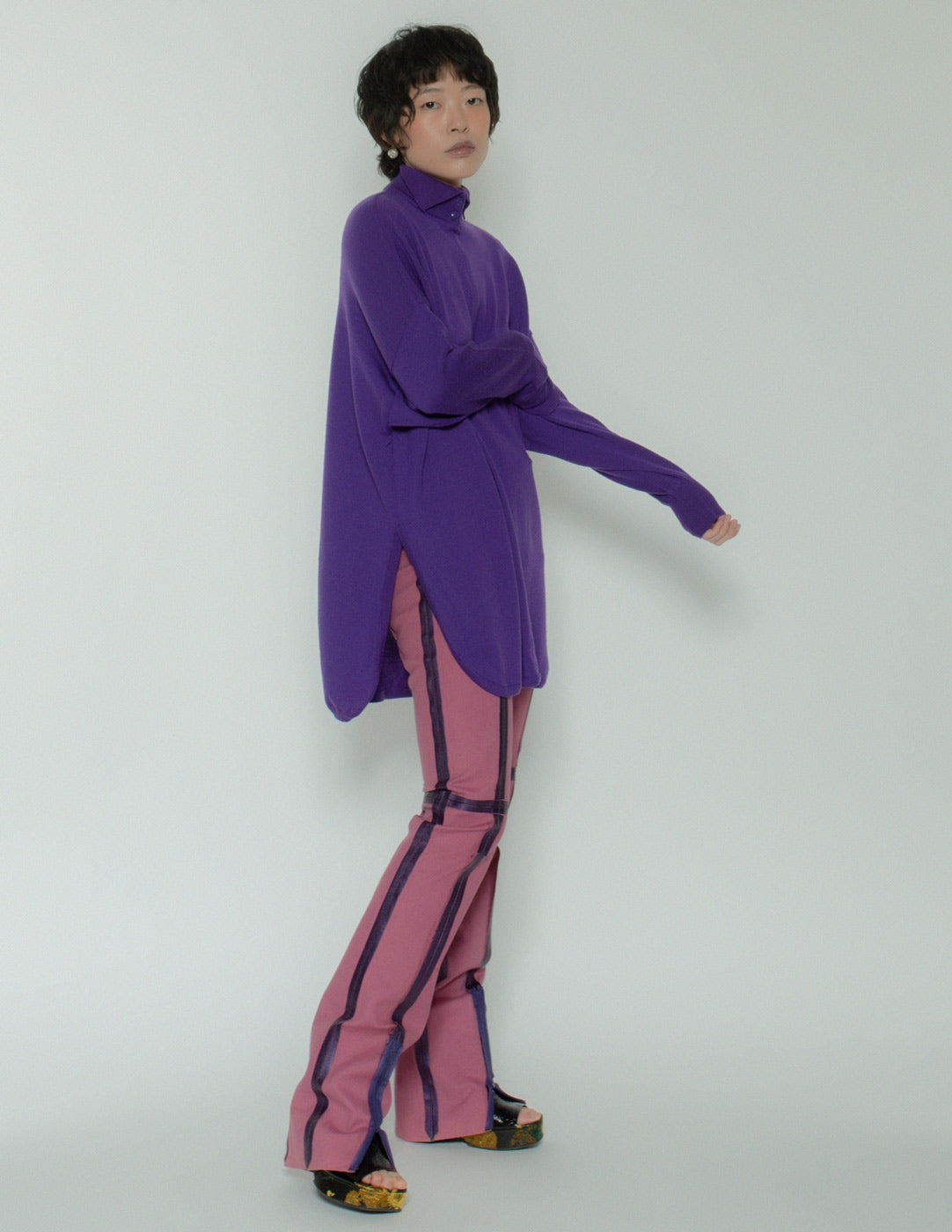 Gianni Versace vintage purple wool sweater side