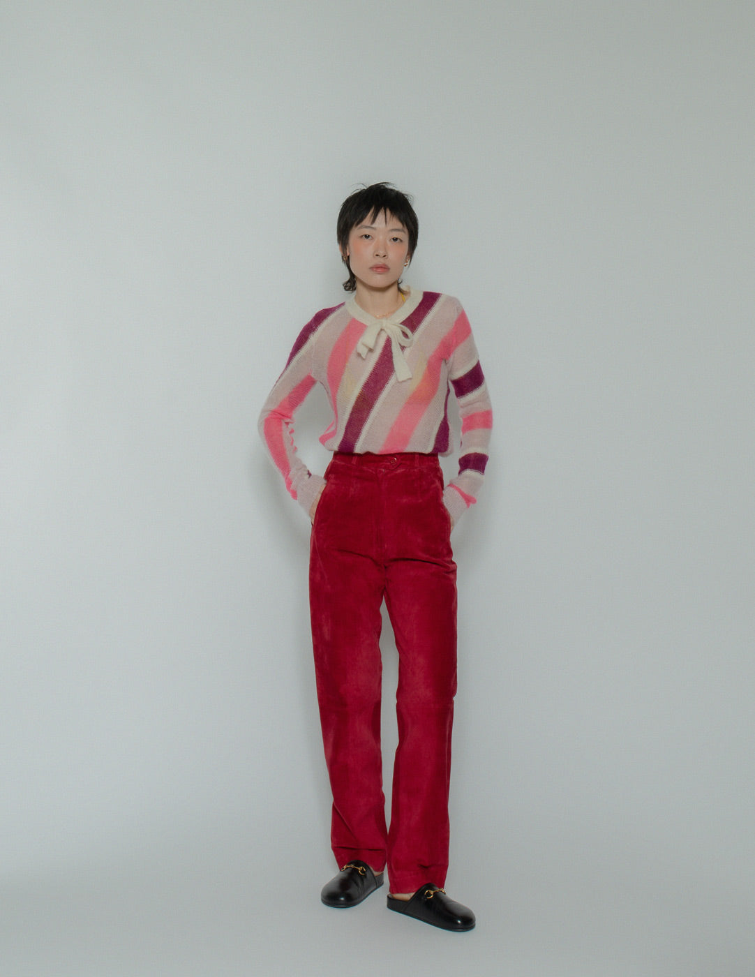 Gucci vintage red high waisted suede trousers