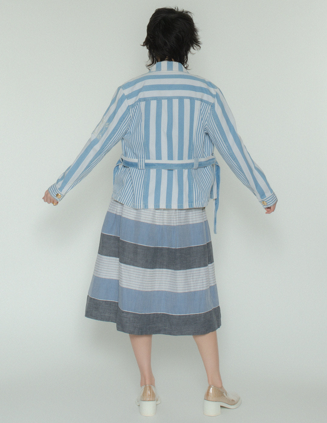 Guy Laroche vintage striped denim jacket back view