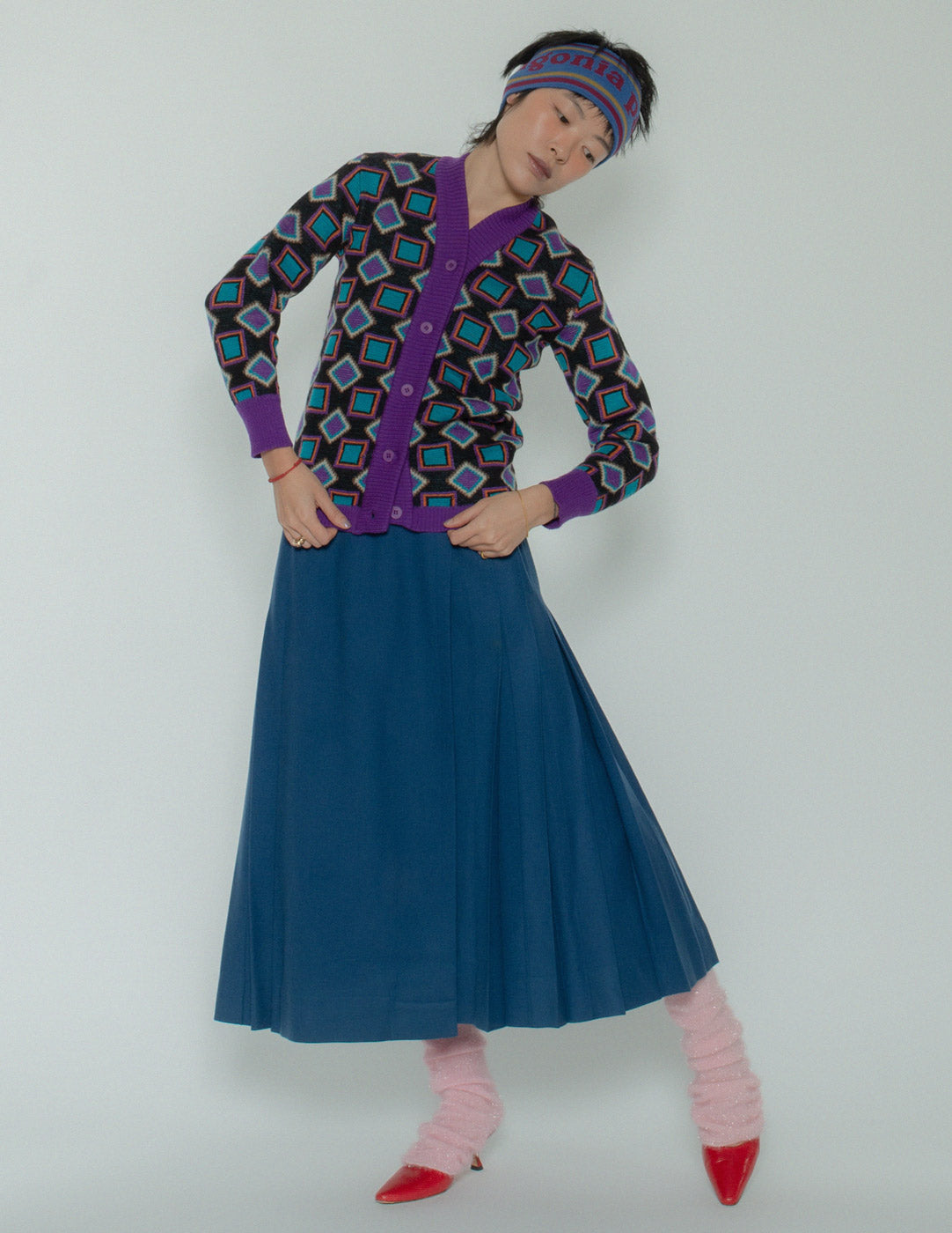Hermès vintage wool wrap pleated skirt