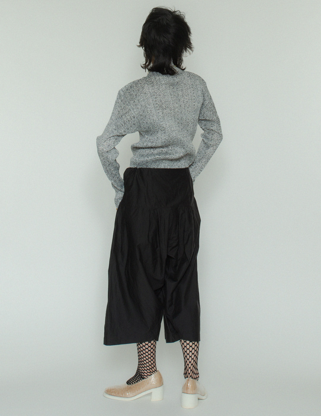 Issey Miyake mock neck pleated long sleeves back view