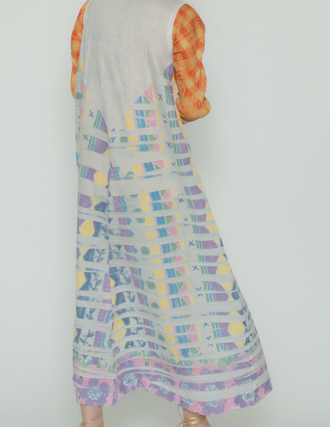 Issey Miyake multi-colored pleated tank dress back detail