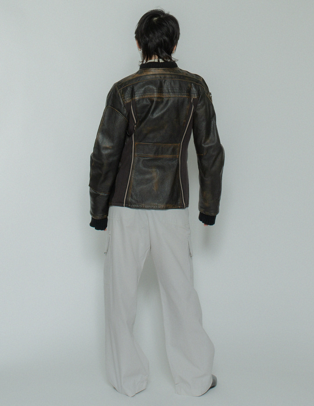 Jean Paul Gaultier vintage moto leather jacket back view