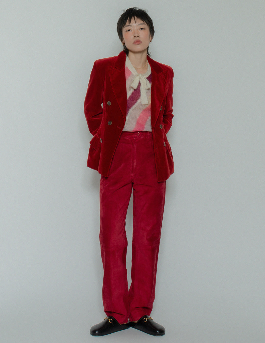 Gucci vintage red high waisted suede trousers