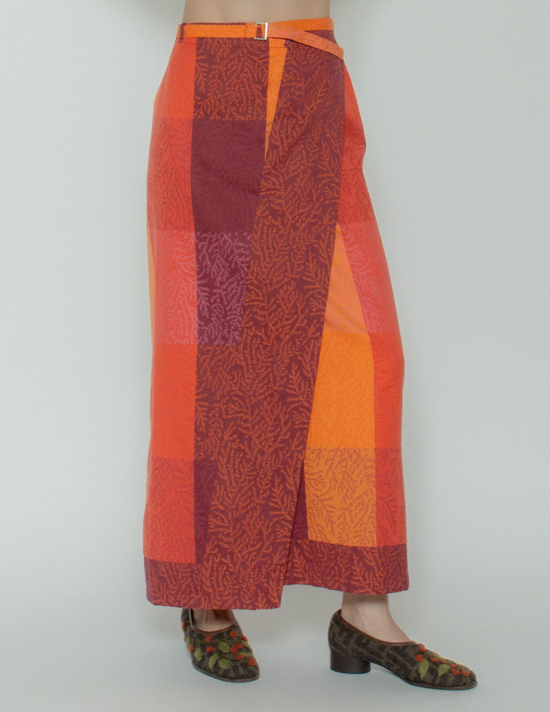 Kenzo vintage wrapped maxi skirt front detail