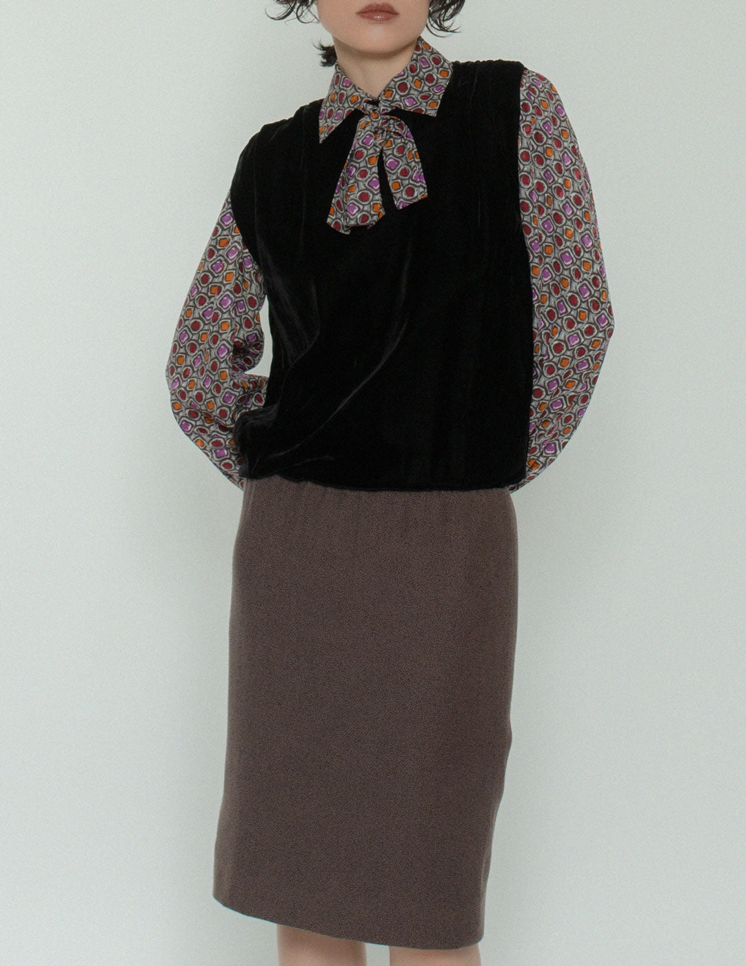 Lanvin vintage velvet and wool dress front detail