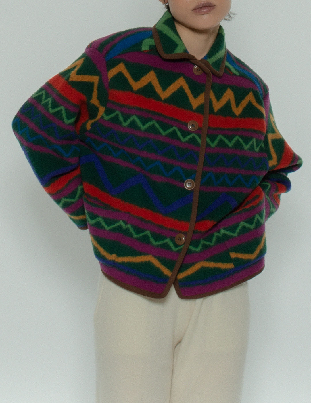 Missoni vintage multi-colored wool jacket front detail