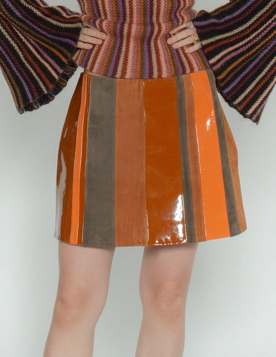 Prada leather mini skirt front detail