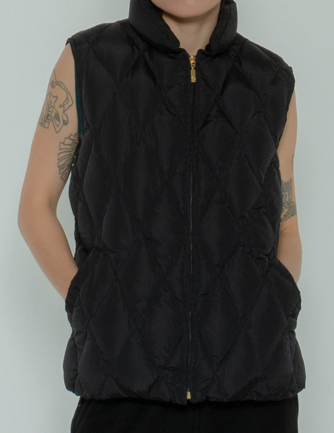 Moncler vintage down puffer vest front detail
