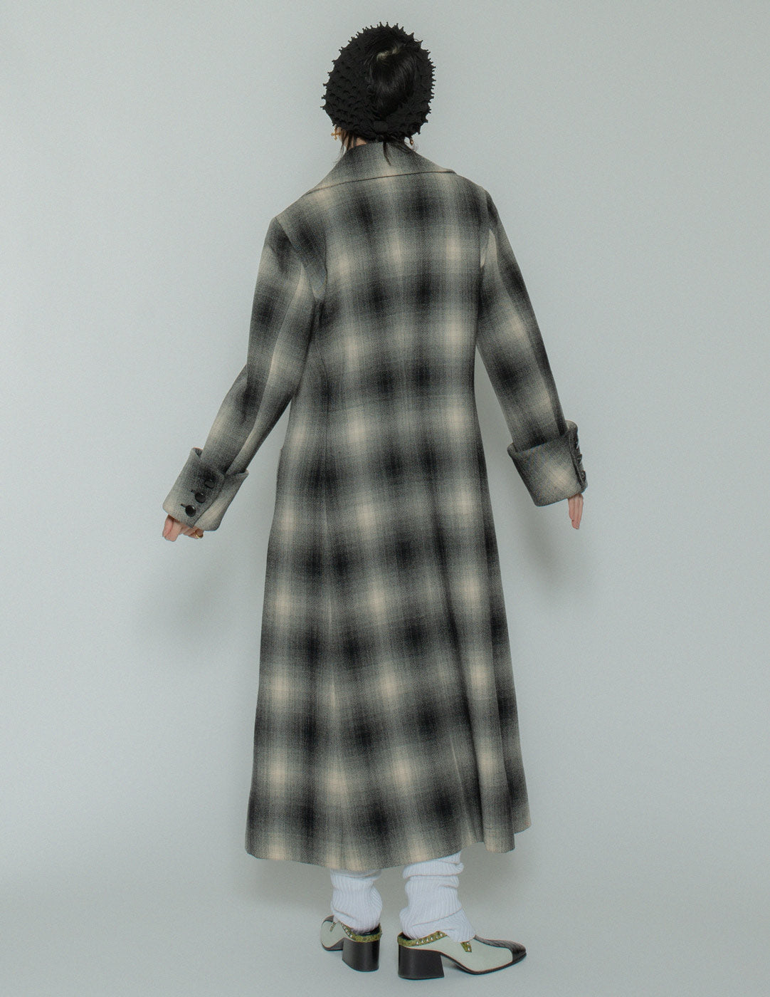 Moschino gradient plaid maxi wool coat back
