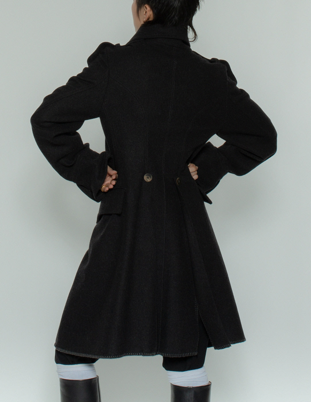 Plein Sud vintage military style wool coat back detail