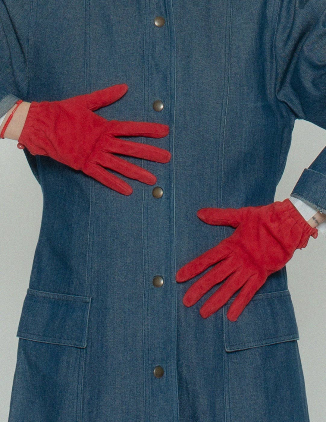 Prada red suede gloves detail