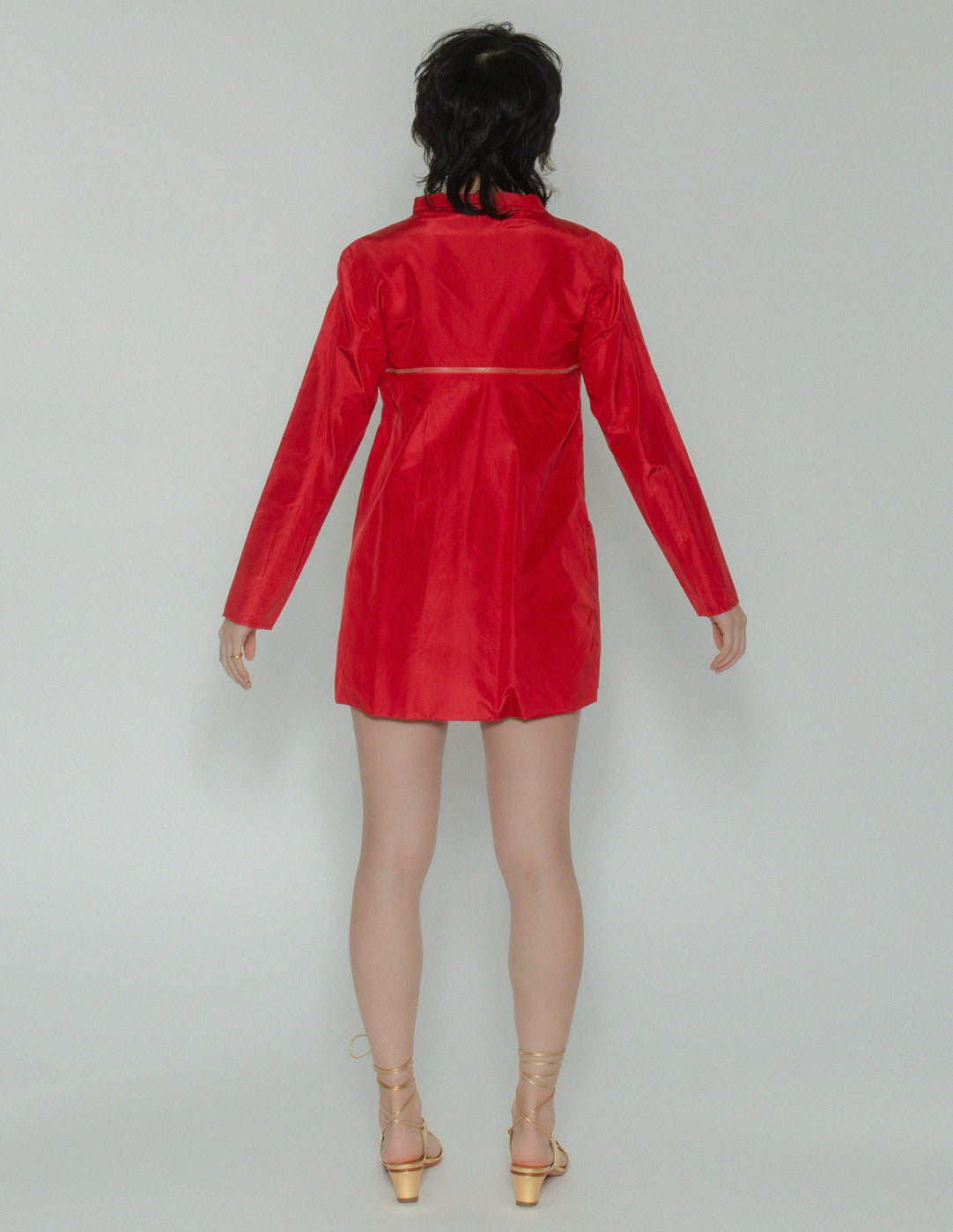 Prada vintage red convertible duster short back view