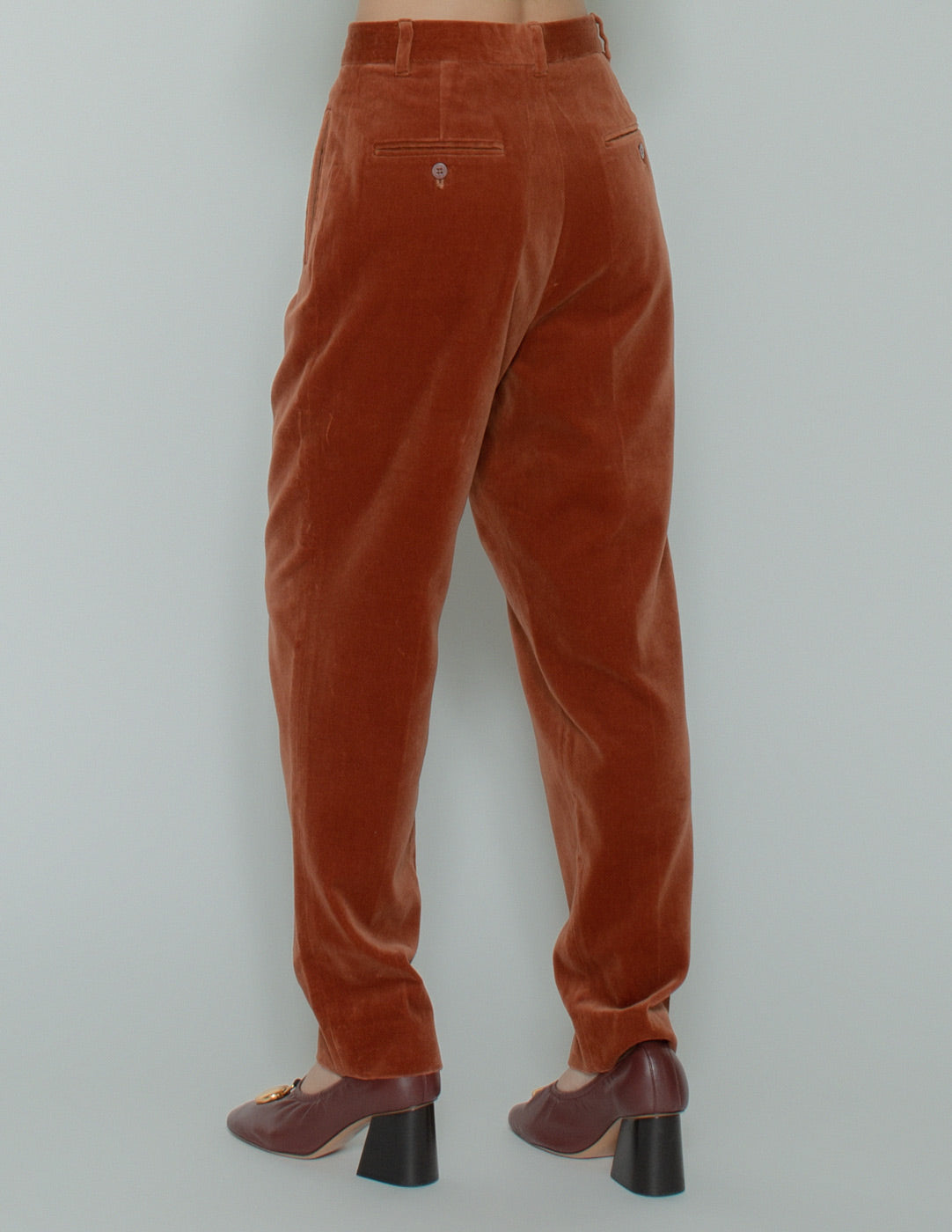 Romeo Gigli vintage apricot velvet trousers back detail