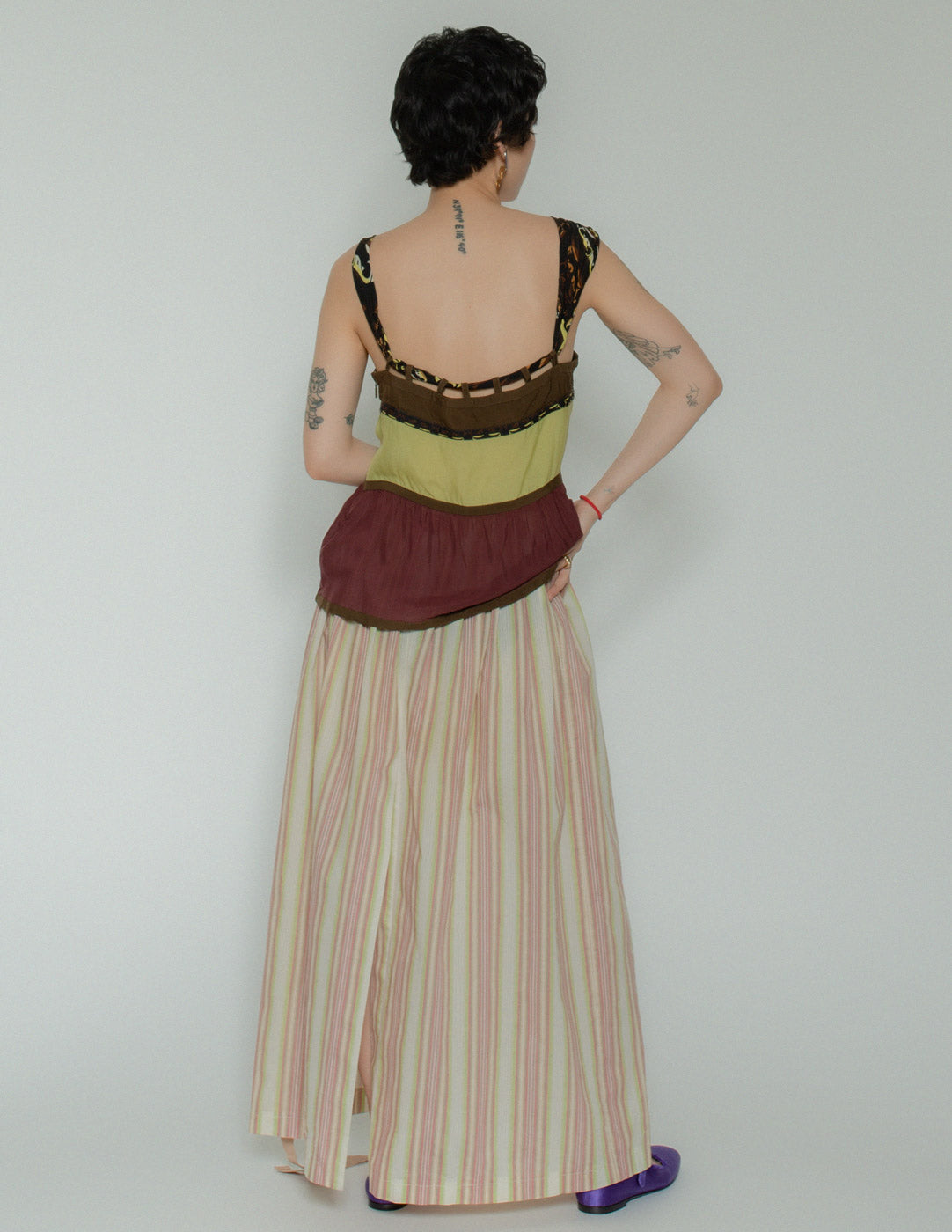 Romeo Gigli striped cotton skirt back