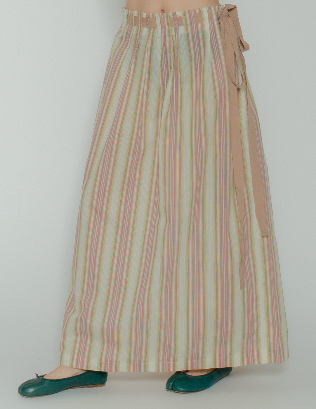 Romeo Gigli striped cotton skirt front detail