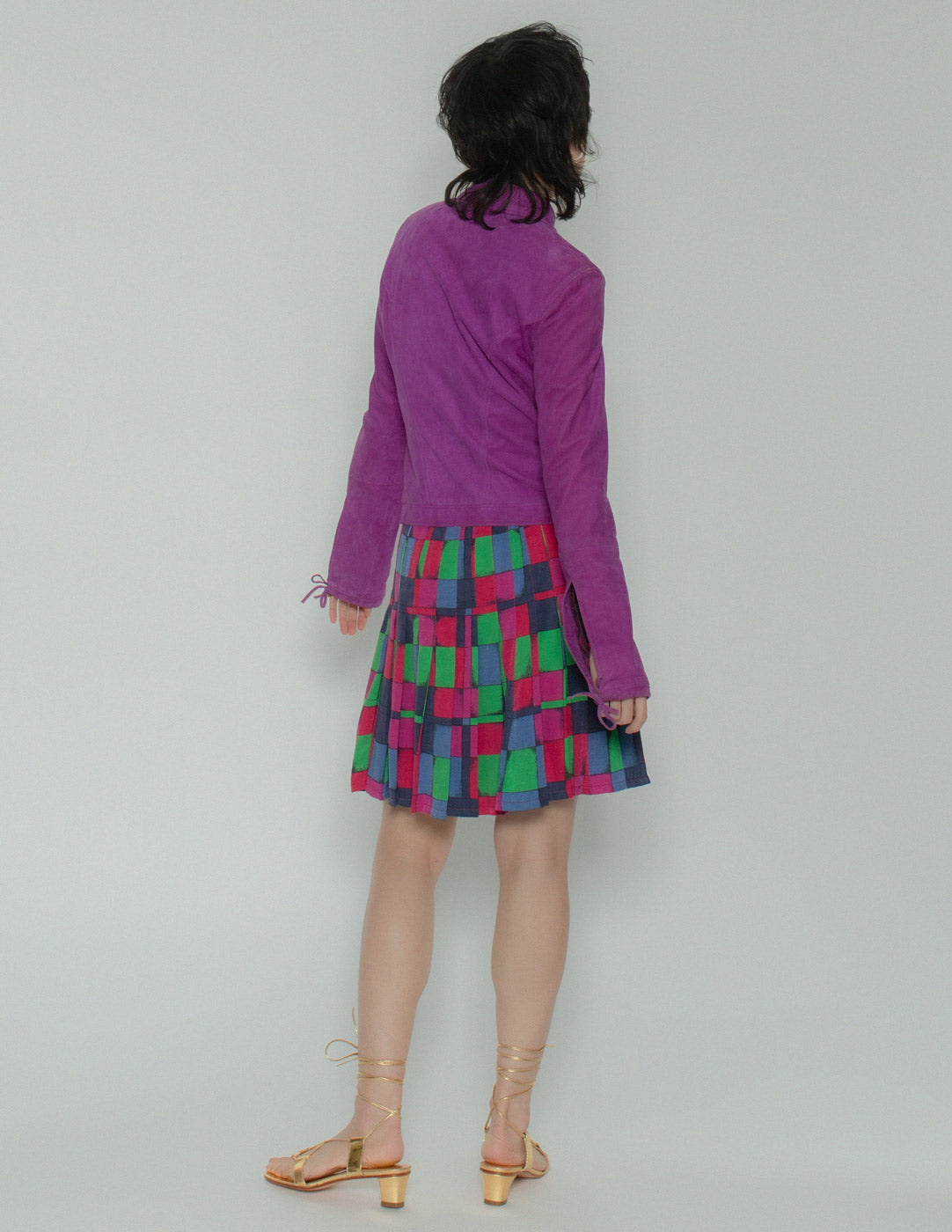 Gianni Versace vintage purple suede jacket back view