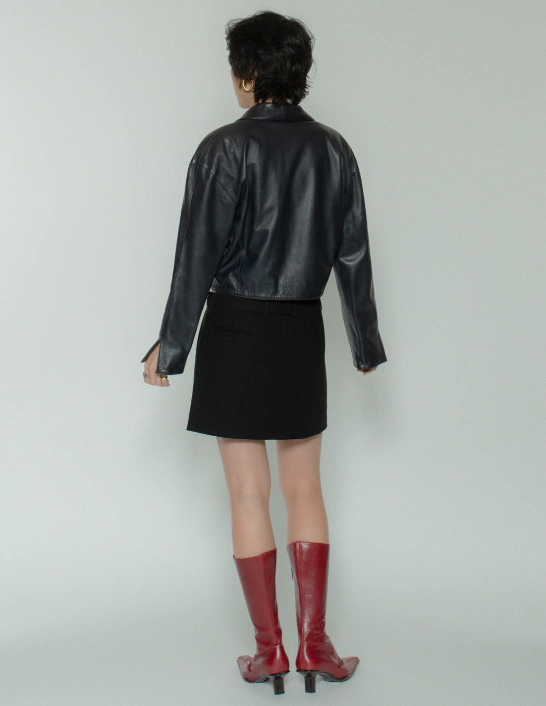 Saint Laurent black wool mini skirt back