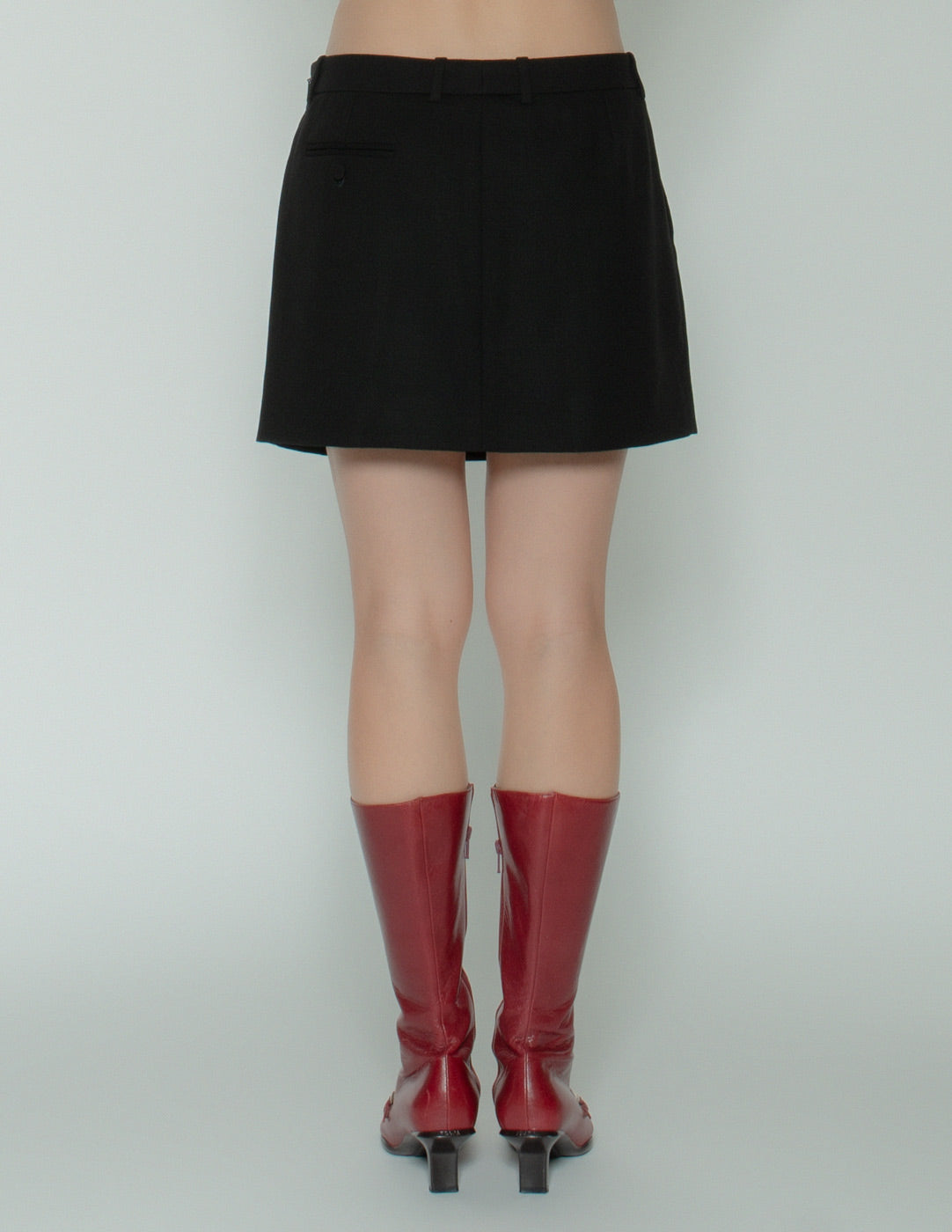 Saint Laurent black wool mini skirt back detail