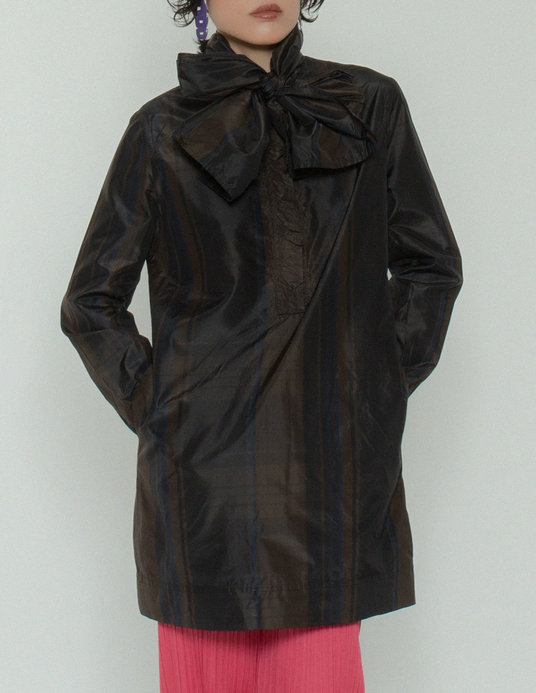 Yves Saint Laurent taffeta silk bow dress detail