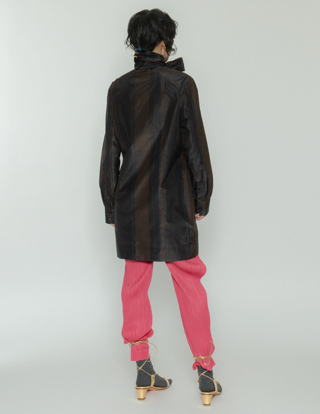 Yves Saint Laurent taffeta silk bow dress back view