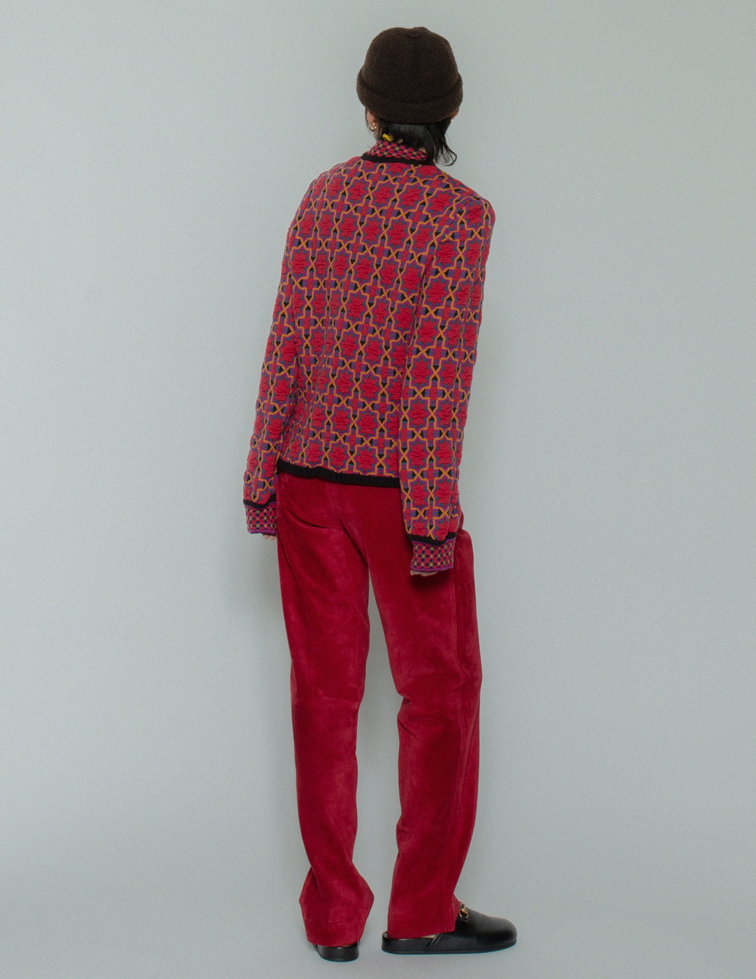 Yves Saint Laurent vintage textured motif wool cardigan jacket back view
