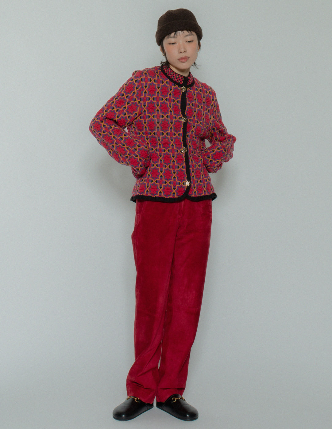Yves Saint Laurent vintage textured motif wool cardigan jacket