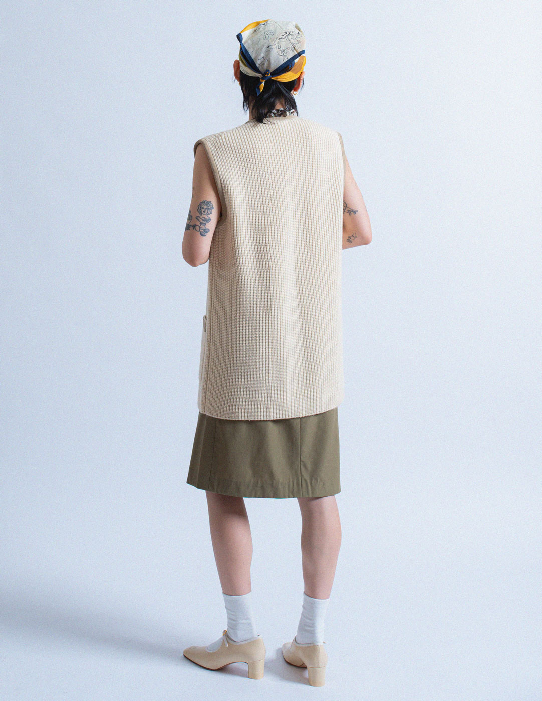 Celine vintage wool vest with suede trim back view