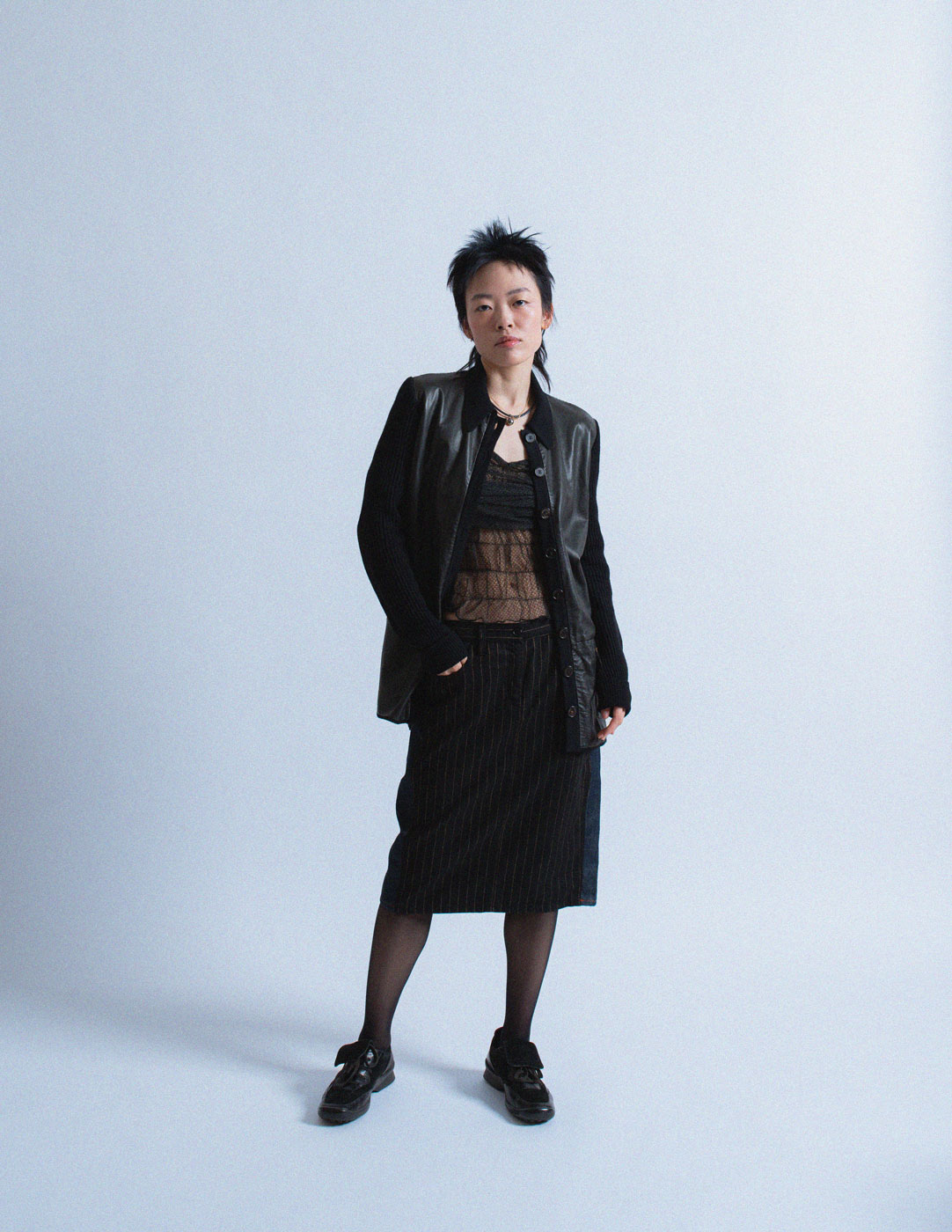Hermès vintage black lambskin and knit jacket 