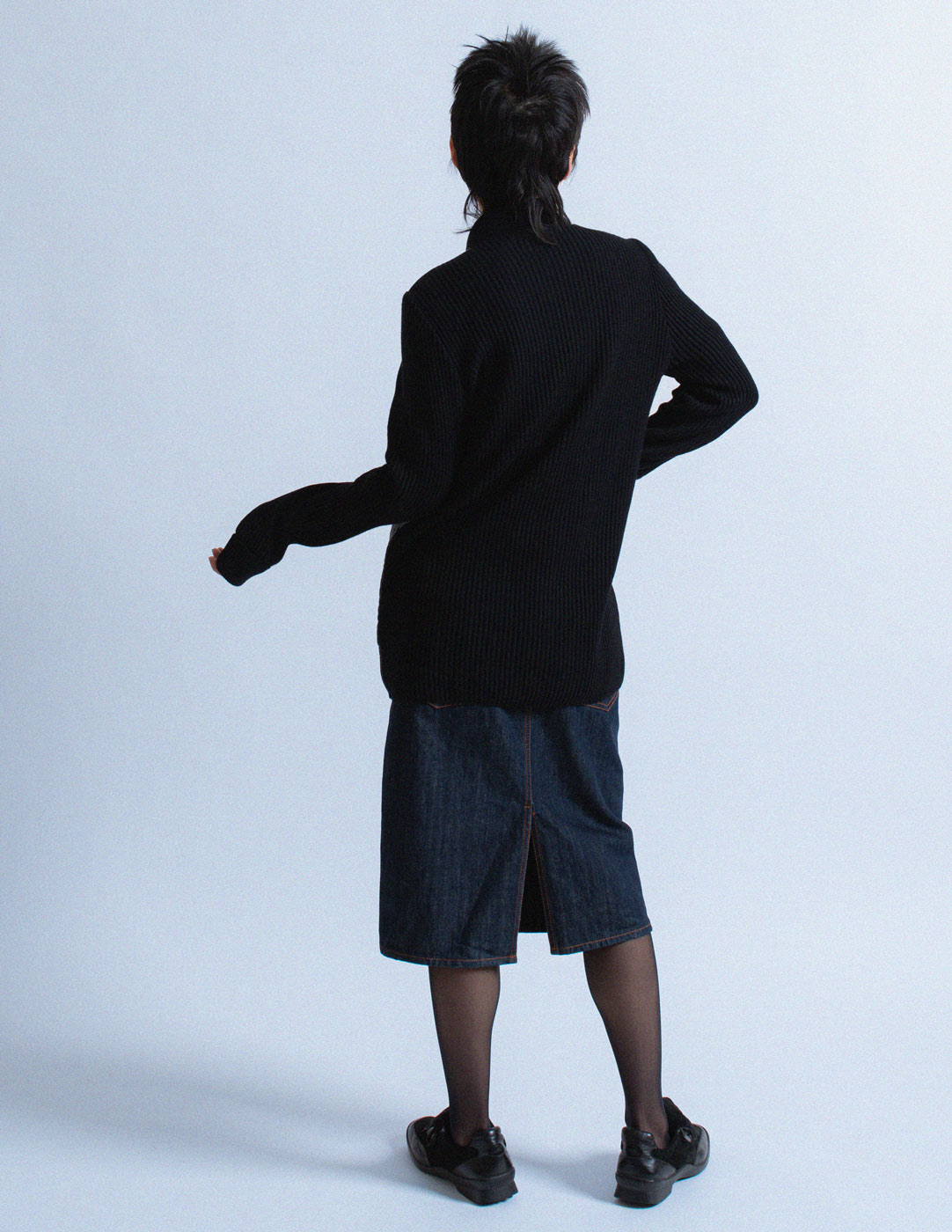 Hermès vintage black lambskin and knit jacket back view
