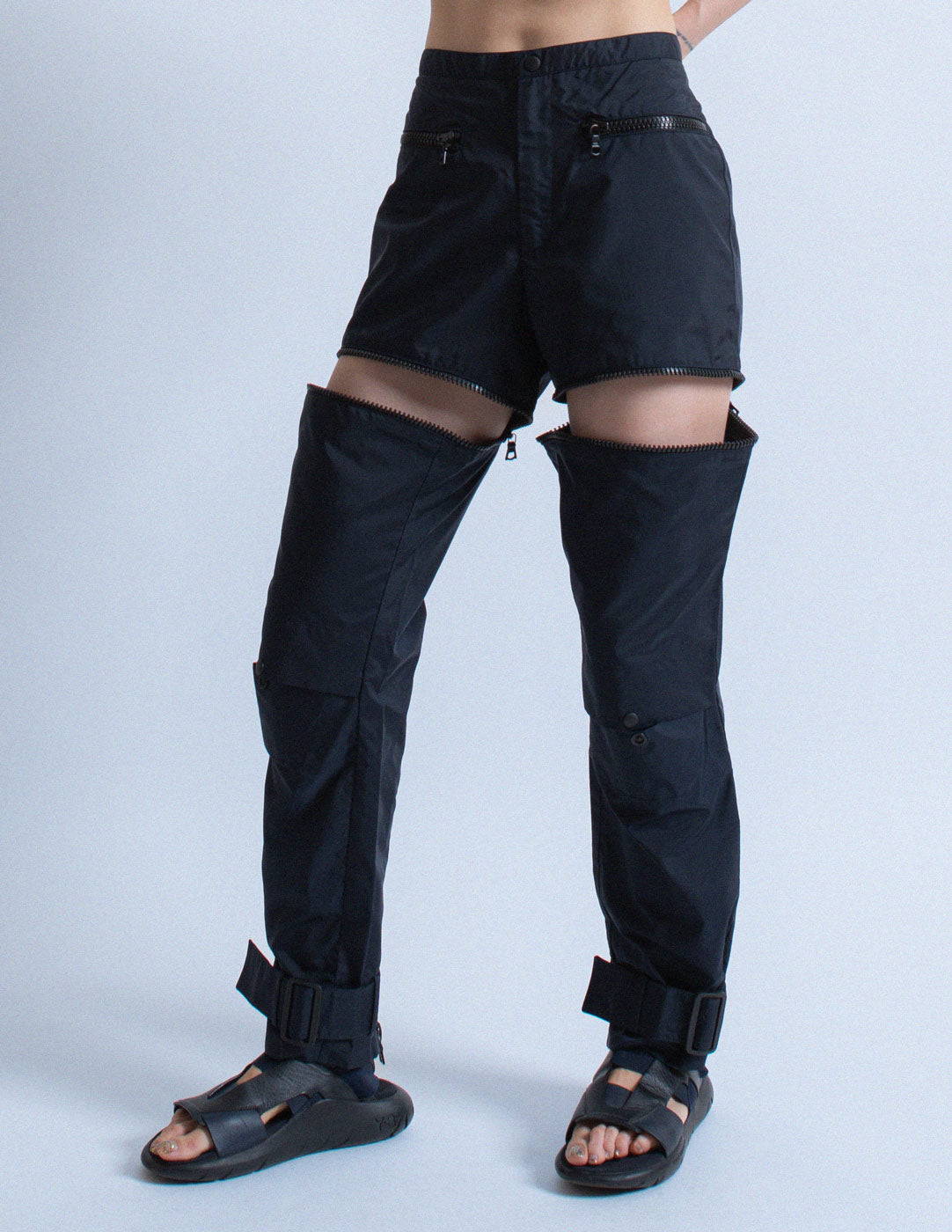 Miu Miu convertible nylon track pants front detail